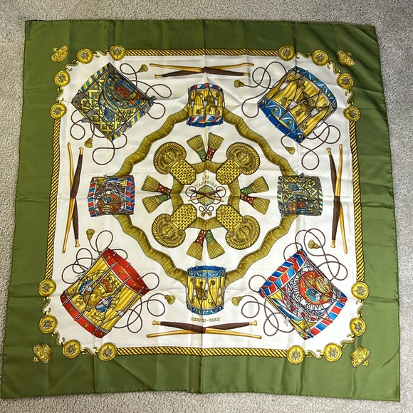 Hermes “Les Tambours” Silk Scarf - Picture 1 of 7